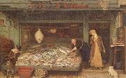 Frederick Walker,ARA,RWS A Fishmonger's shop (mk46) Germany oil painting artist